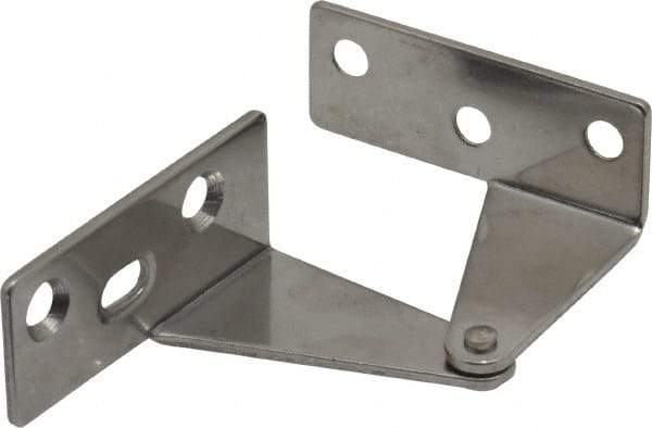 Sugatsune - 1-11/32" Long x 1-37/64" Wide x 1-1/2" Thick, Plain 430 Stainless Steel, Right Hand Overlay Door Pivot Hinge - 3" Pin Diam, 6 Holes, 1 Knuckle, 3.9 Lb Capacity, 18" Leaf Height - USA Tool & Supply