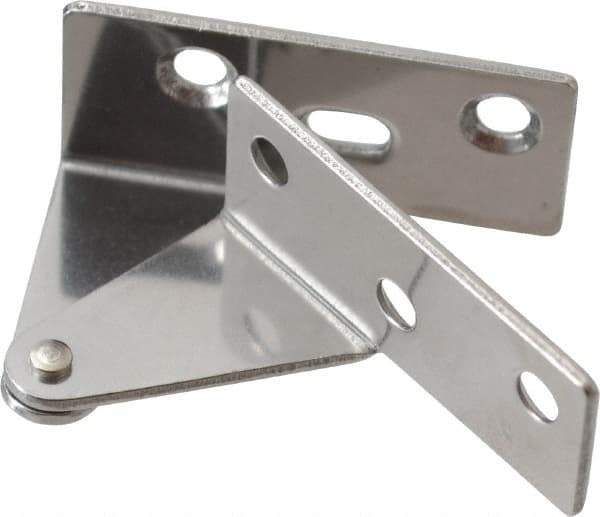 Sugatsune - 1-7/64" Long x 1-37/64" Wide x 1-1/2" Thick, Plain 430 Stainless Steel, Left Hand Overlay Door Pivot Hinge - 3" Pin Diam, 6 Holes, 1 Knuckle, 3.9 Lb Capacity, 18" Leaf Height - USA Tool & Supply