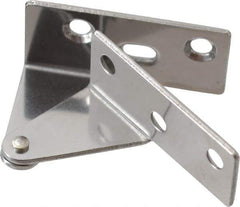 Sugatsune - 1-7/64" Long x 1-37/64" Wide x 1-1/2" Thick, Plain 430 Stainless Steel, Left Hand Overlay Door Pivot Hinge - 3" Pin Diam, 6 Holes, 1 Knuckle, 3.9 Lb Capacity, 18" Leaf Height - USA Tool & Supply