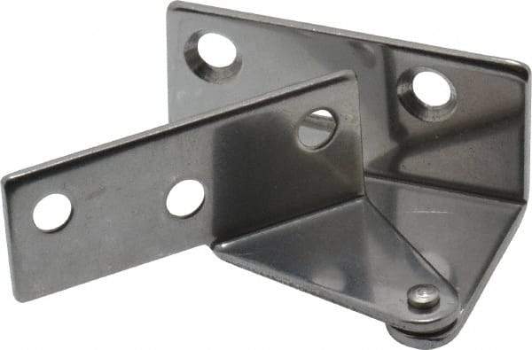 Sugatsune - 1-7/64" Long x 1-37/64" Wide x 1-1/2" Thick, Plain 430 Stainless Steel, Right Hand Overlay Door Pivot Hinge - 3" Pin Diam, 6 Holes, 1 Knuckle, 3.9 Lb Capacity, 18" Leaf Height - USA Tool & Supply