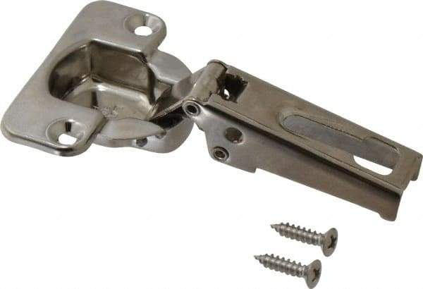 Sugatsune - 57mm Long x 55mm Wide x 38mm Thick, Concealed Overlay Hinge - 304 Stainless Steel, Polished Finish - USA Tool & Supply