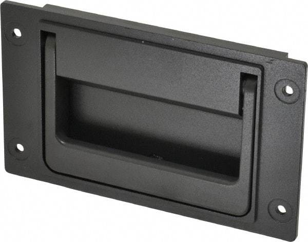 Sugatsune - 148mm Wide Plate x 3-35/64" High Plate, Zinc Alloy,Steel & Synthetic Rubber Trunk Handle - 120mm Wide x 3-5/32" High, Zinc Finish, 4 Holes - USA Tool & Supply
