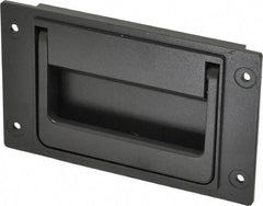 Sugatsune - 148mm Wide Plate x 3-35/64" High Plate, Zinc Alloy,Steel & Synthetic Rubber Trunk Handle - 120mm Wide x 3-5/32" High, Zinc Finish, 4 Holes - USA Tool & Supply