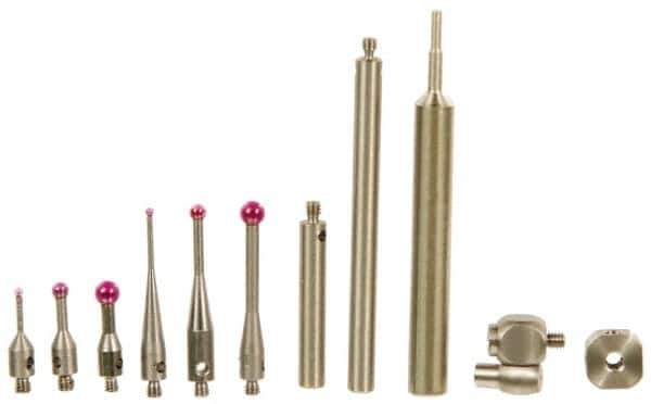 SPI - 11 Piece, CMM Stylus Kit - Include 2 Stylus Extensions, 6 Ruby Ball Stylus, 8mm Swivel, Cross Head, Custom Fit Case, Stylus Wrench - USA Tool & Supply