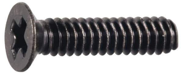 Made in USA - #4-40 UNC, 5/16" OAL Phillips Drive Machine Screw - Flat Head, Grade 300 Stainless Steel, Black Oxide Finish, Without Washer - USA Tool & Supply