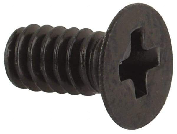 Made in USA - #4-40 UNC, 1/4" OAL Phillips Drive Machine Screw - Flat Head, Grade 300 Stainless Steel, Black Oxide Finish, Without Washer - USA Tool & Supply