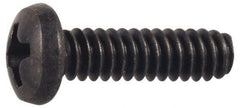 Made in USA - #8-32 UNC, 1/2" Length Under Head Phillips Drive Machine Screw - Pan Head, Grade 300 Stainless Steel, Black Oxide Finish, Without Washer - USA Tool & Supply