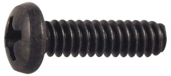 Made in USA - #6-32 UNC, 7/8" Length Under Head Phillips Drive Machine Screw - Pan Head, Grade 300 Stainless Steel, Black Oxide Finish, Without Washer - USA Tool & Supply