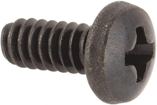 Made in USA - #4-40 UNC, 1/4" Length Under Head Phillips Drive Machine Screw - Pan Head, Grade 300 Stainless Steel, Black Oxide Finish, Without Washer - USA Tool & Supply