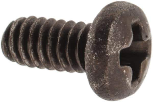 Made in USA - #2-56 UNC, 3/16" Length Under Head Phillips Drive Machine Screw - Pan Head, Grade 300 Stainless Steel, Black Oxide Finish, Without Washer - USA Tool & Supply