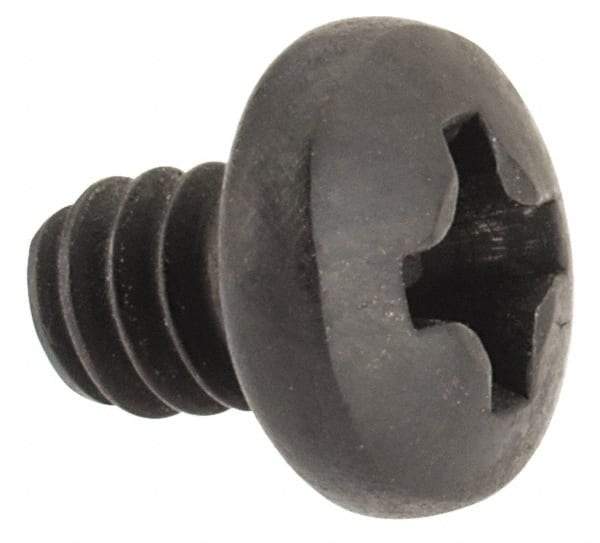 Made in USA - #6-32 UNC, 3/16" Length Under Head Phillips Drive Machine Screw - Pan Head, Grade 300 Stainless Steel, Black Oxide Finish, Without Washer - USA Tool & Supply