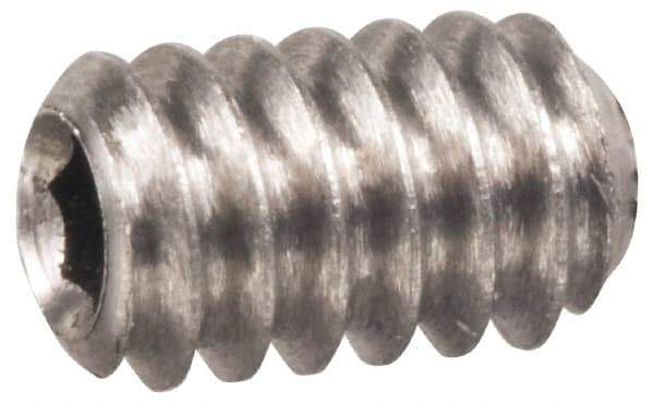 Made in USA - #8-32 UNC, 1/4" OAL, Cup Point Set Screw - Grade 303 Stainless Steel, 5/64" Key - USA Tool & Supply
