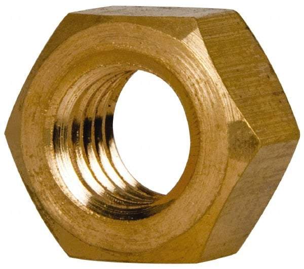 Value Collection - 7/16-14 UNC Brass Right Hand Hex Nut - 11/16" Across Flats, 3/8" High, Brass Finish - USA Tool & Supply