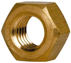 Value Collection - 7/16-14 UNC Brass Right Hand Hex Nut - 11/16" Across Flats, 3/8" High, Brass Finish - USA Tool & Supply