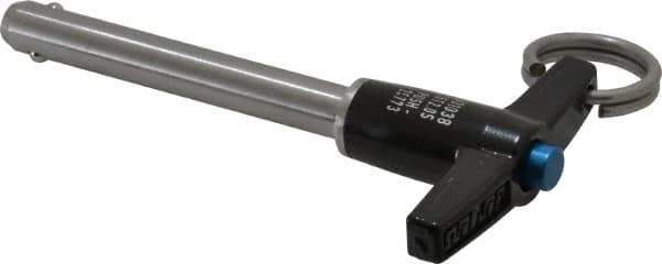 Jergens - 5/16" Diam, 2" Usable Length, T Handle, Push Button Quick Release Pin - 3-5/8" Overall Length, Grade 17-4 Stainless Steel, Passivated Finish - USA Tool & Supply