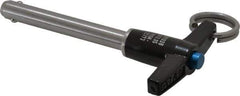 Jergens - 5/16" Diam, 2" Usable Length, T Handle, Push Button Quick Release Pin - 3-5/8" Overall Length, Grade 17-4 Stainless Steel, Passivated Finish - USA Tool & Supply
