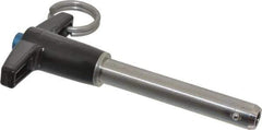 Jergens - 3/8" Diam, 2" Usable Length, T Handle, Push Button Quick Release Pin - 3-7/8" OAL, Grade 17-4 Stainless Steel, Passivated Finish - USA Tool & Supply