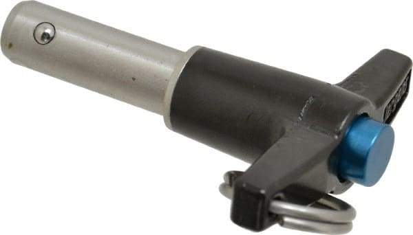 Jergens - 1/2" Diam, 1" Usable Length, T Handle, Push Button Quick Release Pin - 3-1/8" OAL, Grade 17-4 Stainless Steel, Passivated Finish - USA Tool & Supply