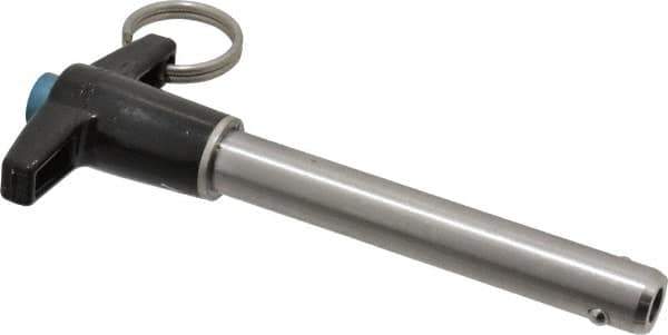 Jergens - 1/2" Diam, 3" Usable Length, T Handle, Push Button Quick Release Pin - 5-1/8" Overall Length, Grade 17-4 Stainless Steel, Passivated Finish - USA Tool & Supply