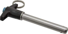 Jergens - 1/2" Diam, 3" Usable Length, T Handle, Push Button Quick Release Pin - 5-1/8" Overall Length, Grade 17-4 Stainless Steel, Passivated Finish - USA Tool & Supply