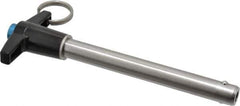 Jergens - 1/2" Diam, 4" Usable Length, T Handle, Push Button Quick Release Pin - 6-1/8" Overall Length, Grade 17-4 Stainless Steel, Passivated Finish - USA Tool & Supply