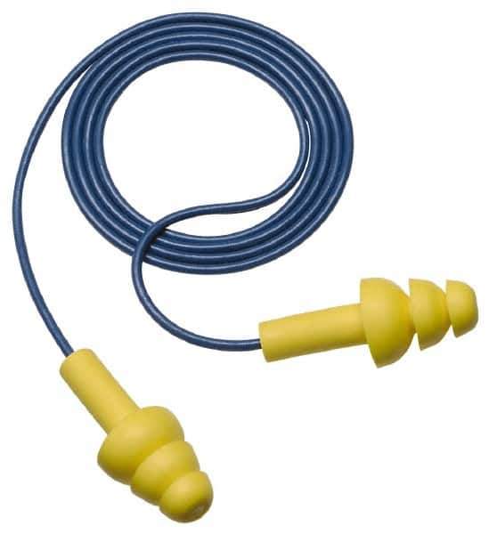 3M - Reusable, Corded, 25 dB, Cone Earplugs - Yellow, 200 Pairs - USA Tool & Supply