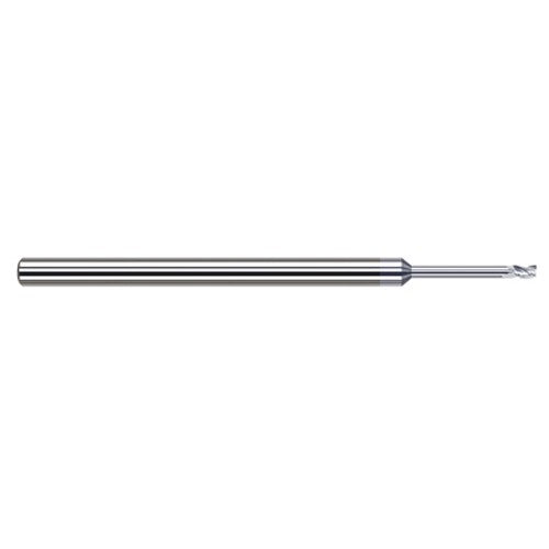 Variable Helix End Mills for Aluminum Alloys - 0.1250″ (1/8″) Cutter Diameter × 0.1870″ (3/16″) Length of Cut × 0.6250″ (5/8″) Reach Carbide Square End Mill for Aluminum Alloys, 3 Flutes, TiB2 Coated - Exact Industrial Supply