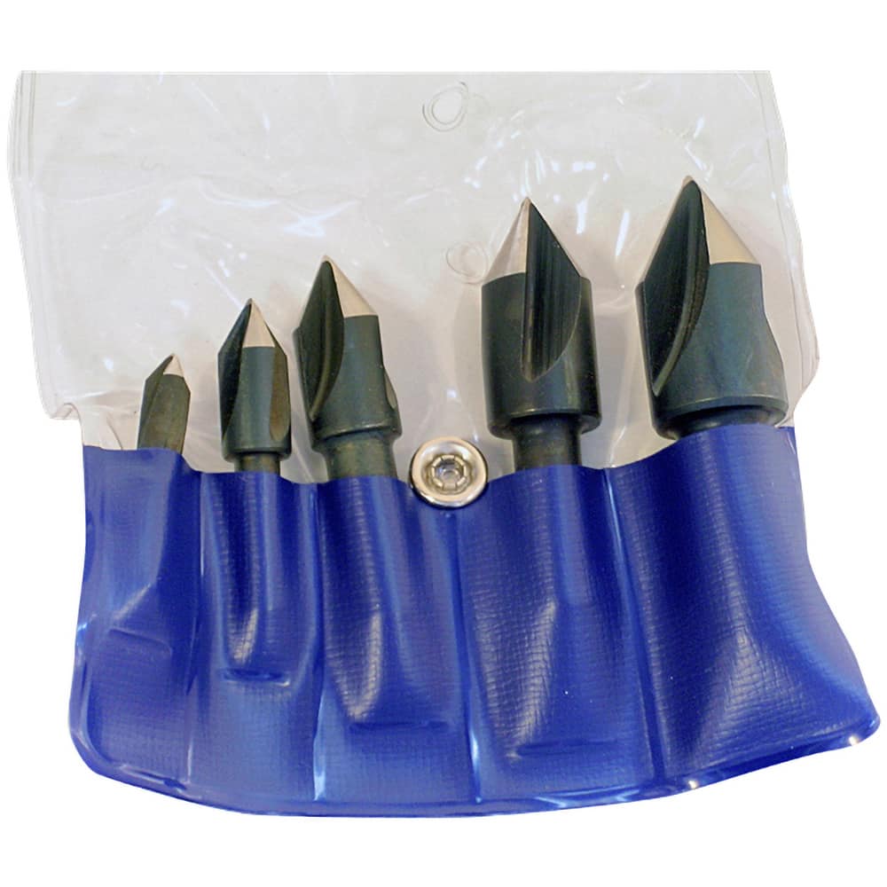 Chicago-Latrobe - 5 Piece, 1/4 to 3/4" Head Diam, 82° Included Angle, Single End Countersink Set - USA Tool & Supply