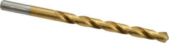 Chicago-Latrobe - Letter E (1/4) 118° High Speed Steel Jobber Drill - TiN Finish, Right Hand Cut, Spiral Flute, Straight Shank, 4" OAL, Standard Point - USA Tool & Supply