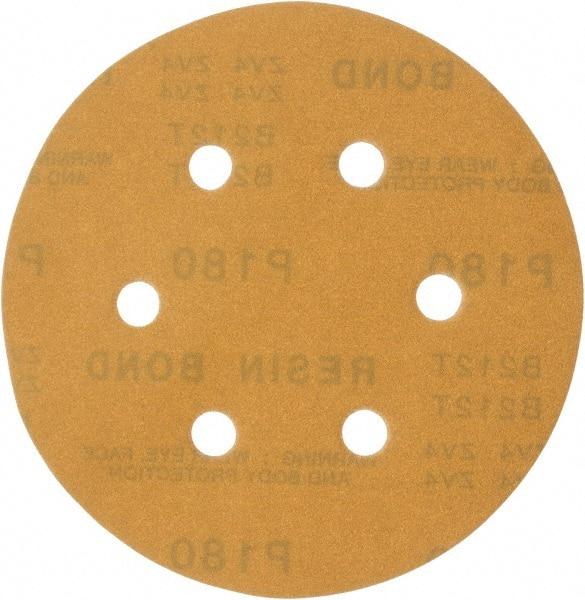 Made in USA - 6" Diam, 180 Grit, Aluminum Oxide Hook & Loop Disc - Very Fine Grade, Coated, C Weight Paper Backing, - USA Tool & Supply