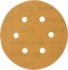 Made in USA - 6" Diam, 180 Grit, Aluminum Oxide Hook & Loop Disc - Very Fine Grade, Coated, C Weight Paper Backing, - USA Tool & Supply