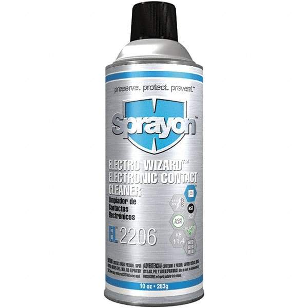 Sprayon - 10 Ounce Aerosol Electrical Grade Cleaner/Degreaser - 12,500 Volt Dielectric Strength, Flammable, Plastic Safe - USA Tool & Supply