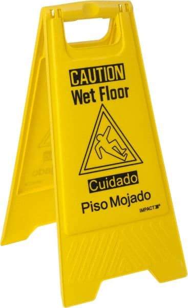 NMC - No Entry, 10-3/4" Wide x 24-5/8" High, Plastic Floor Sign - A-Frame, Black on Yellow, For Security & Admittance - USA Tool & Supply