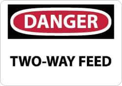 NMC - "Danger - Two-Way Feed", 10" Long x 14" Wide, Pressure-Sensitive Vinyl Safety Sign - Rectangle, 0.004" Thick, Use for Accident Prevention - USA Tool & Supply