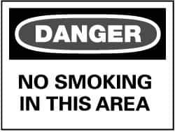 NMC - "Danger - No Smoking in This Area", 7" Long x 10" Wide, Rigid Plastic Safety Sign - Rectangle, 0.05" Thick, Use for Accident Prevention - USA Tool & Supply