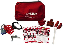 NMC - 12 Piece Electrical Lockout Kit - 3/4 Inch Vertical Shackle Clearance, Comes in Pouch - USA Tool & Supply