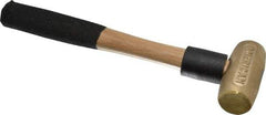 American Hammer - 1 Lb Head 1-1/8" Face Brass Head Hammer - 12" OAL, Wood Handle - USA Tool & Supply