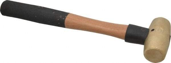 American Hammer - 2 Lb Head 1-3/8" Face Brass Head Hammer - 13" OAL, Wood Handle - USA Tool & Supply