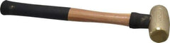 American Hammer - 3 Lb Head 1-1/2" Face Brass Head Hammer - 15" OAL, Wood Handle - USA Tool & Supply