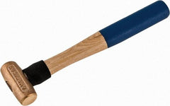 American Hammer - 1 Lb Head 1-1/8" Face Bronze Nonmarring Hammer - 12" OAL, Wood Handle - USA Tool & Supply