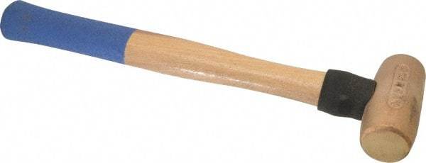 American Hammer - 3 Lb Head 1-1/2" Face Bronze Nonmarring Hammer - 15" OAL, Wood Handle - USA Tool & Supply