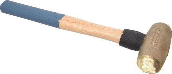 American Hammer - 4 Lb Head 1-5/8" Face Bronze Nonmarring Hammer - 16" OAL, Wood Handle - USA Tool & Supply