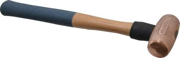 American Hammer - 3 Lb Nonsparking Copper Head Hammer - 15" OAL, 4" Head Length, 1-1/2" Face Diam, 15" Hickory Handle - USA Tool & Supply