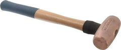 American Hammer - 4 Lb Nonsparking Copper Head Hammer - 16" OAL, 4-1/2" Head Length, 1-5/8" Face Diam, 16" Hickory Handle - USA Tool & Supply