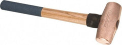 American Hammer - 5 Lb Nonsparking Copper Head Hammer - 16" OAL, 5" Head Length, 1-3/4" Face Diam, 16" Hickory Handle - USA Tool & Supply