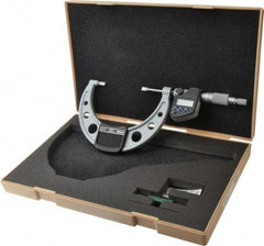 Mitutoyo - 76.2mm to 101.6mm Electronic Blade Micrometer - 0.003mm Accuracy, 0.75mm Blade Thickness, Ratchet Stop Thimble - USA Tool & Supply