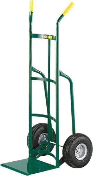 Little Giant - 800 Lb Capacity 49" OAH Hand Truck - 12 x 14" Base Plate, Dual Handle, Steel, Full Pneumatic Wheels - USA Tool & Supply