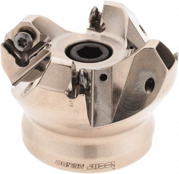 Iscar - 2" Cut Diam, 3/4" Arbor Hole, 0.138" Max Depth of Cut, 45° Indexable Chamfer & Angle Face Mill - 4 Inserts, ONHU 0505\xB6OXMT 0507\xB6S845 SN.U 1305 Insert, Right Hand Cut, 4 Flutes, Series Helido - USA Tool & Supply