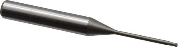 Accupro - 1.5mm Diam, 1.5mm LOC, 2 Flute Solid Carbide Ball End Mill - Uncoated, Single End, 57mm OAL, 6mm Shank Diam - USA Tool & Supply
