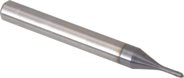 Accupro - 1.5mm Diam, 1.5mm LOC, 2 Flute Solid Carbide Ball End Mill - AlTiN Finish, Single End, 57mm OAL, 6mm Shank Diam - USA Tool & Supply